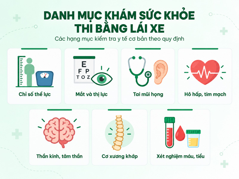 khám sức khoẻ thi bằng lái xe