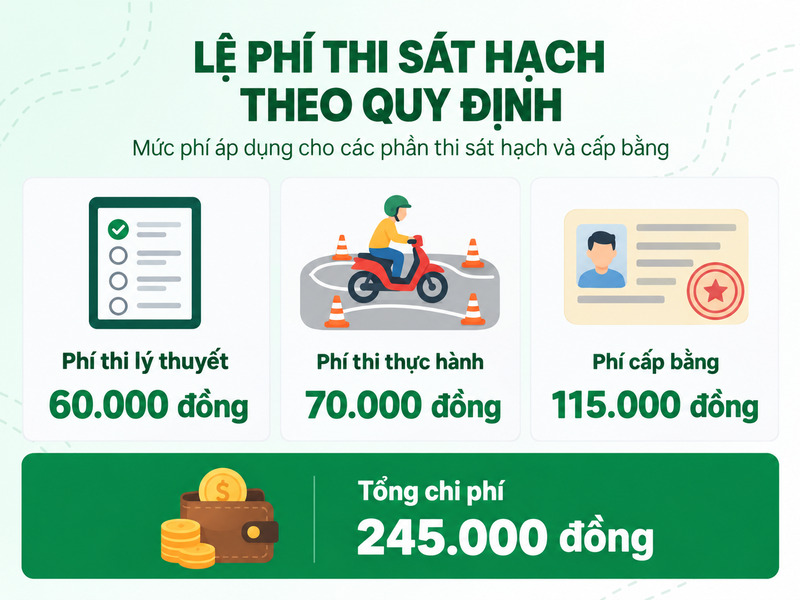 lệ phí thi bằng lái xe máy a2