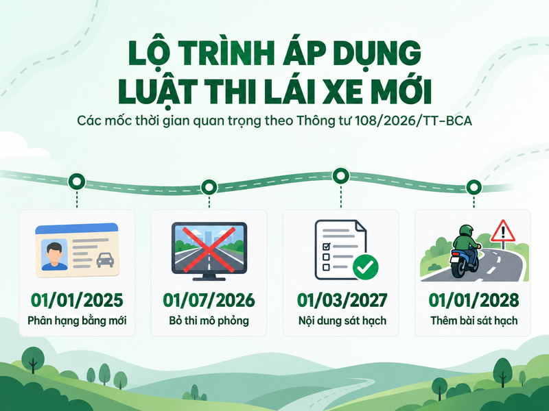 luật thi bằng lái xe mới 2026 áp dụng khi nào