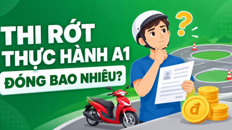 Thi rớt thực hành lái xe A1 đóng bao nhiêu tiền thi lại?