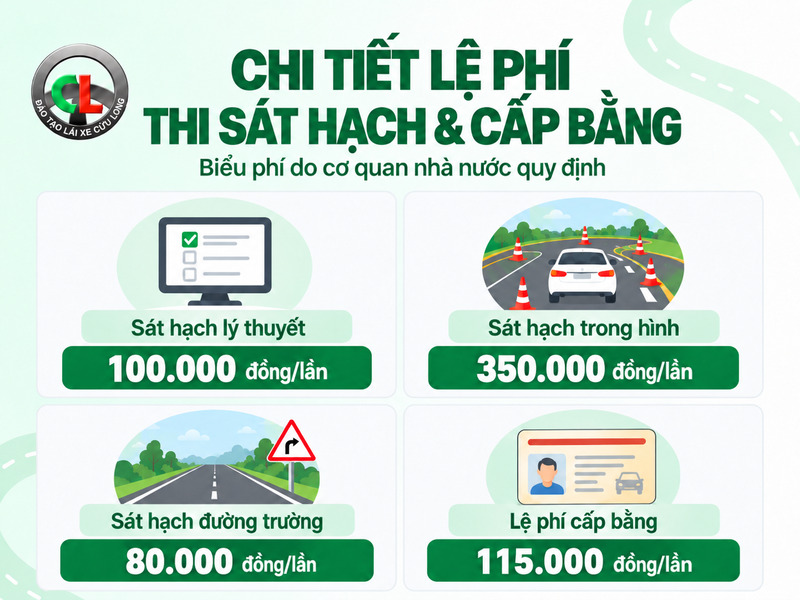 thi bằng lái xe ô tô bao nhiêu tiền